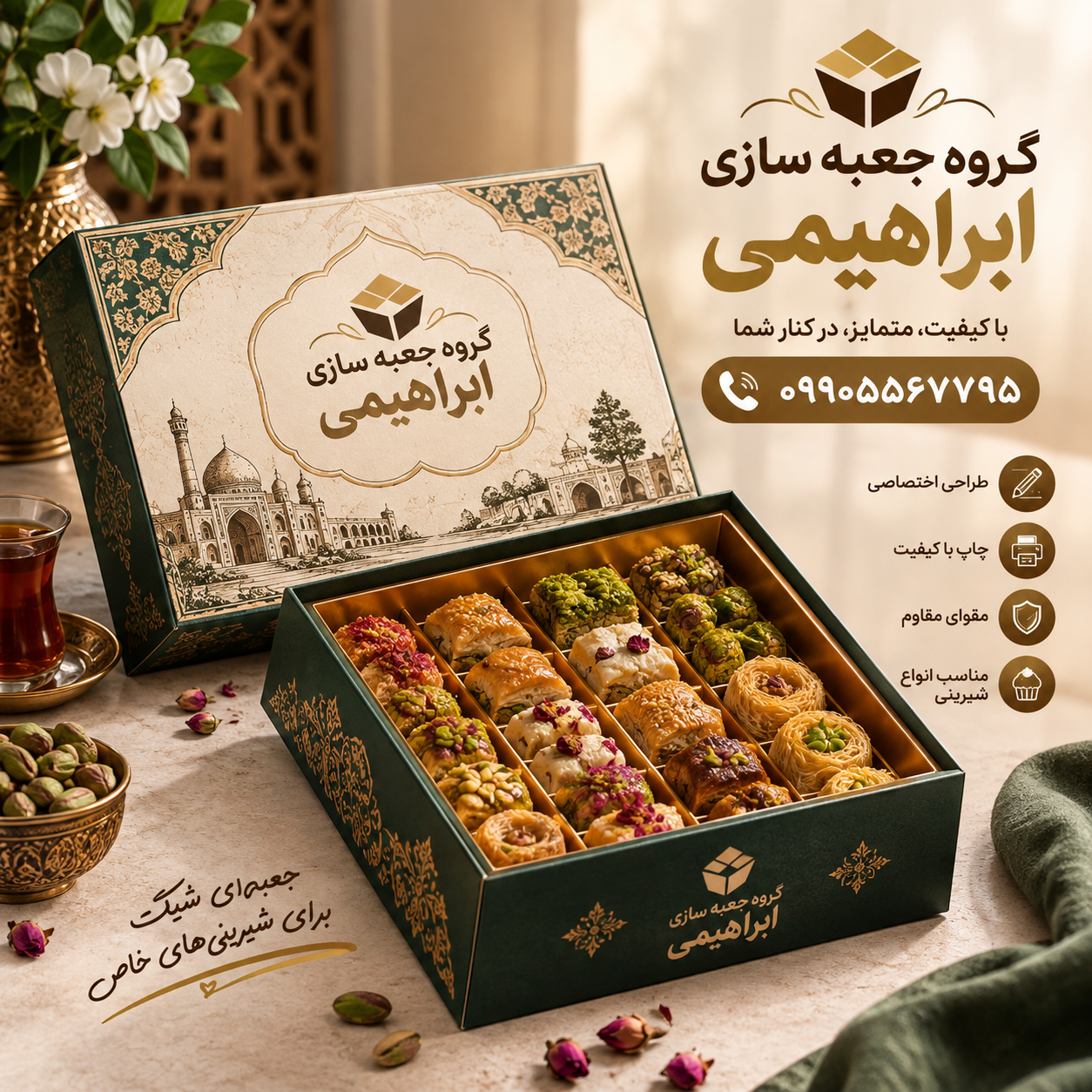 جعبه شیرینی با چاپ برند اختصاصی